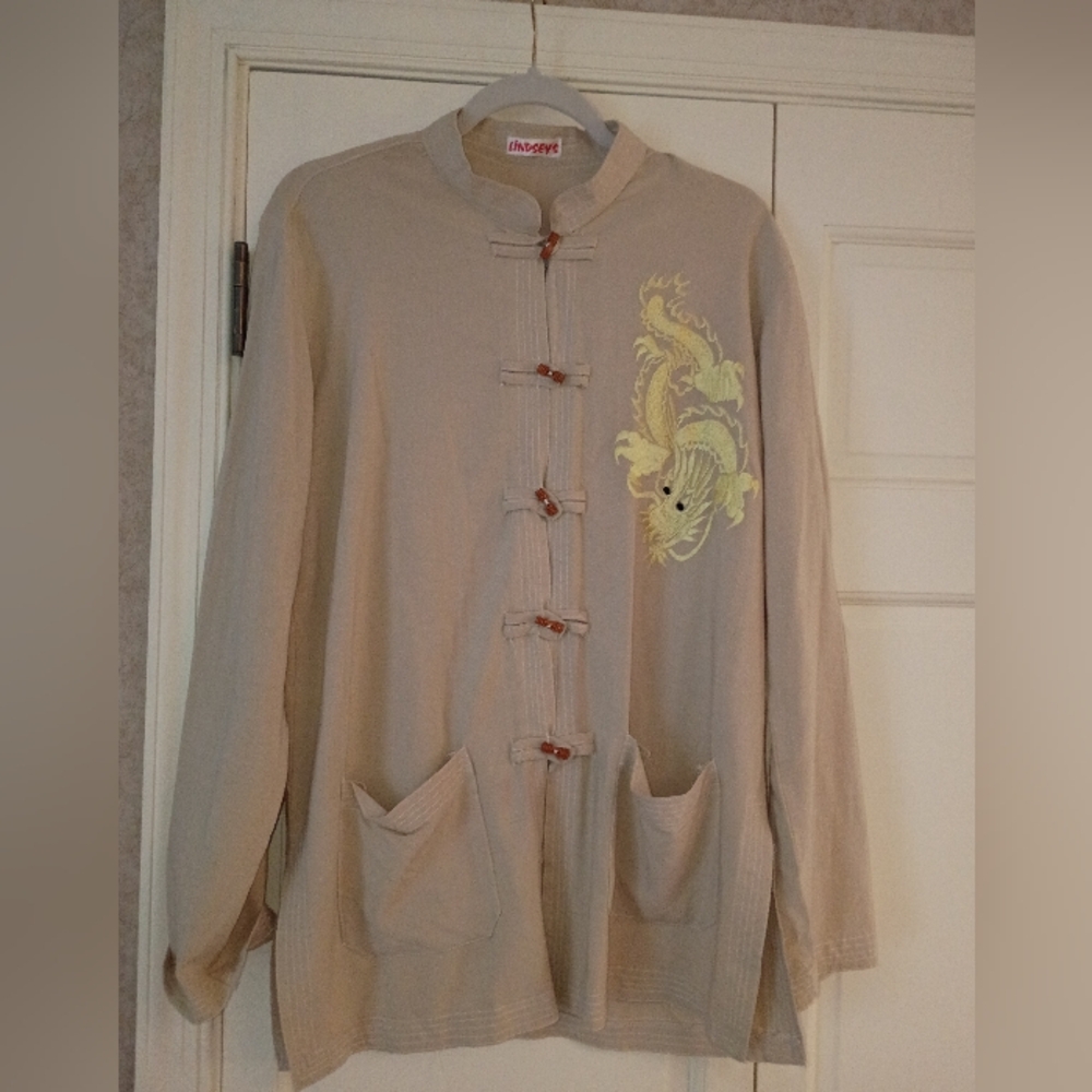 Beige Embroidered Traditional  Jacket .Pit To Put 21" - Picture 2 of 6